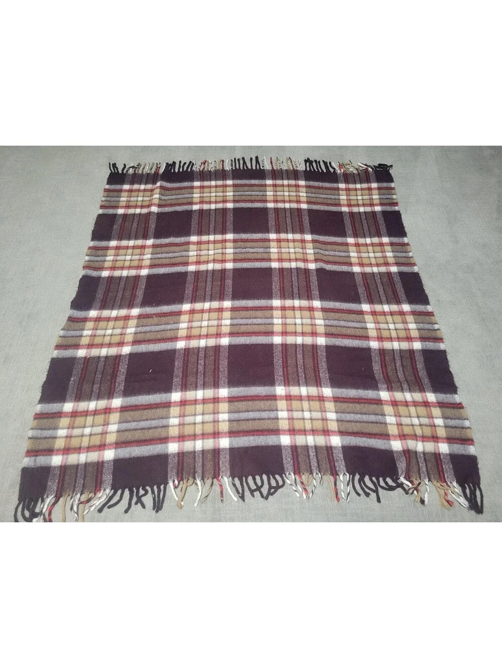 Faribo Wool Plaid Throw Blanket Fall Multicolor Fringe Sofa Bed Warm Cozy Decor